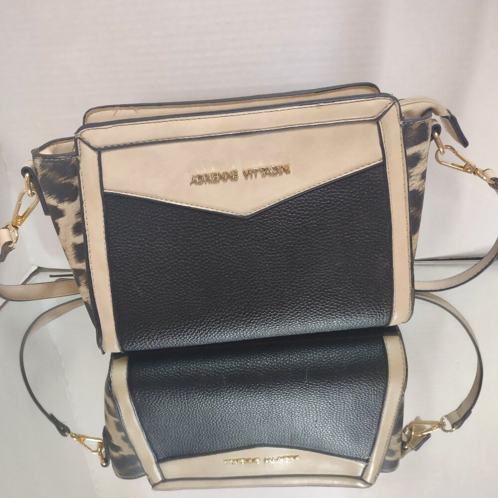 Adrienne Vittadini Leopard Trim Cross Body Bag Shoulder Strap Gift
